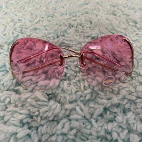 Rimless Pink Lens & Silver Sunglasses NWOT - Picture 8 of 11